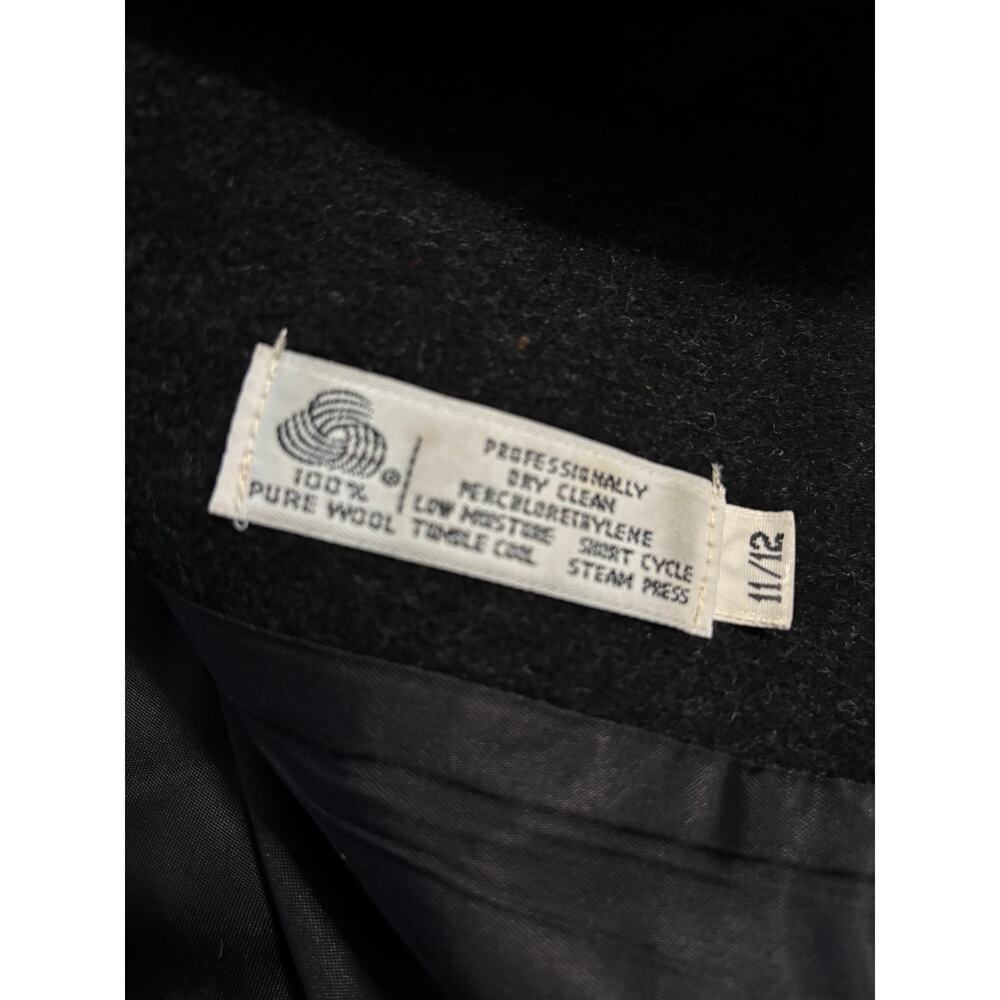 Forecaster of Boston Vintage Pure Wool Double Breasted Long Overcoat Black 11/12 - Picture 5 of 6